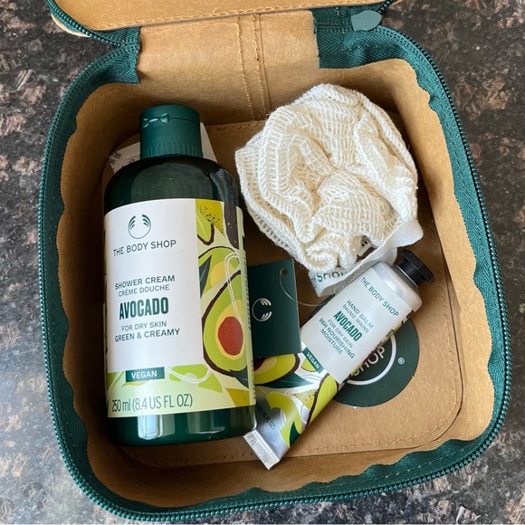 The Body Shop Other - Body shop avocado shower crème and hand balm set with vanity case.